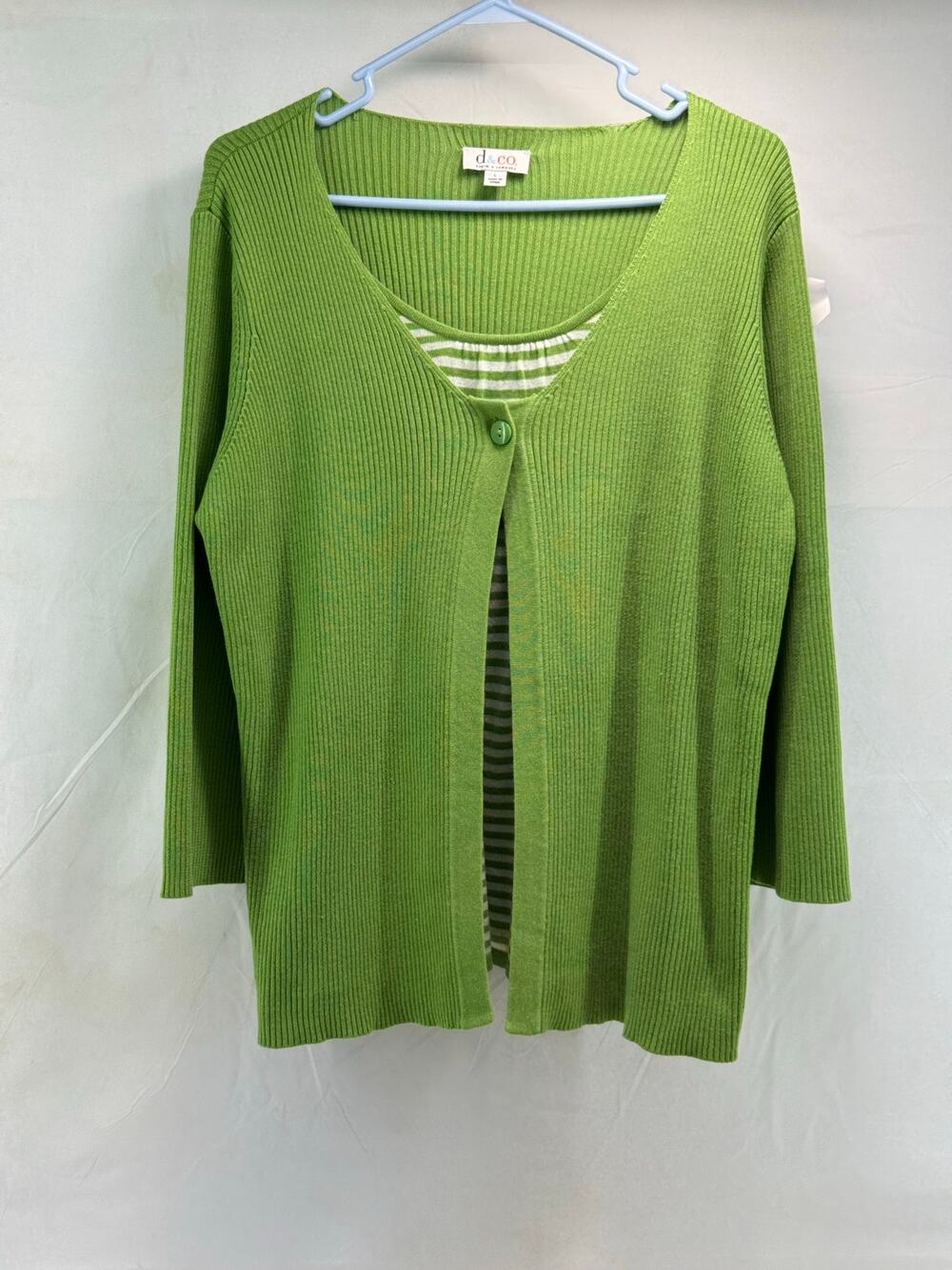 Denim and Company 90s green striped women’s large sweater
